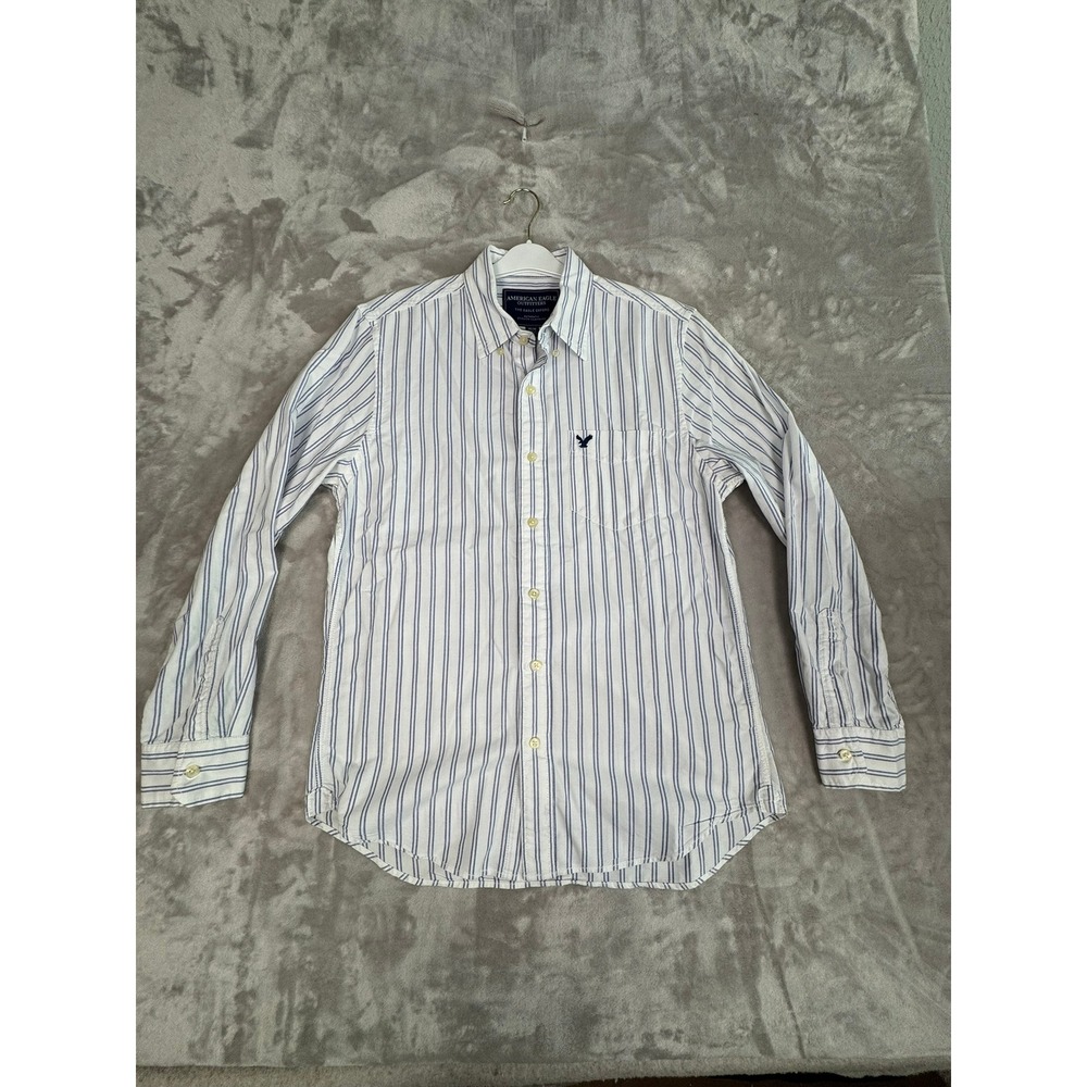American Eagle Outfitters Mens Eagle Oxford Button Down Shirt Blue‎ Stripe M M